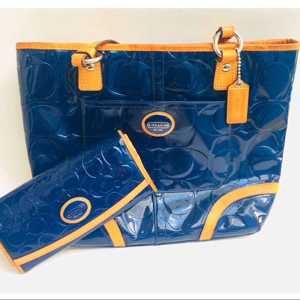 Navy Coach Shoulder Bag and wallet bundle
